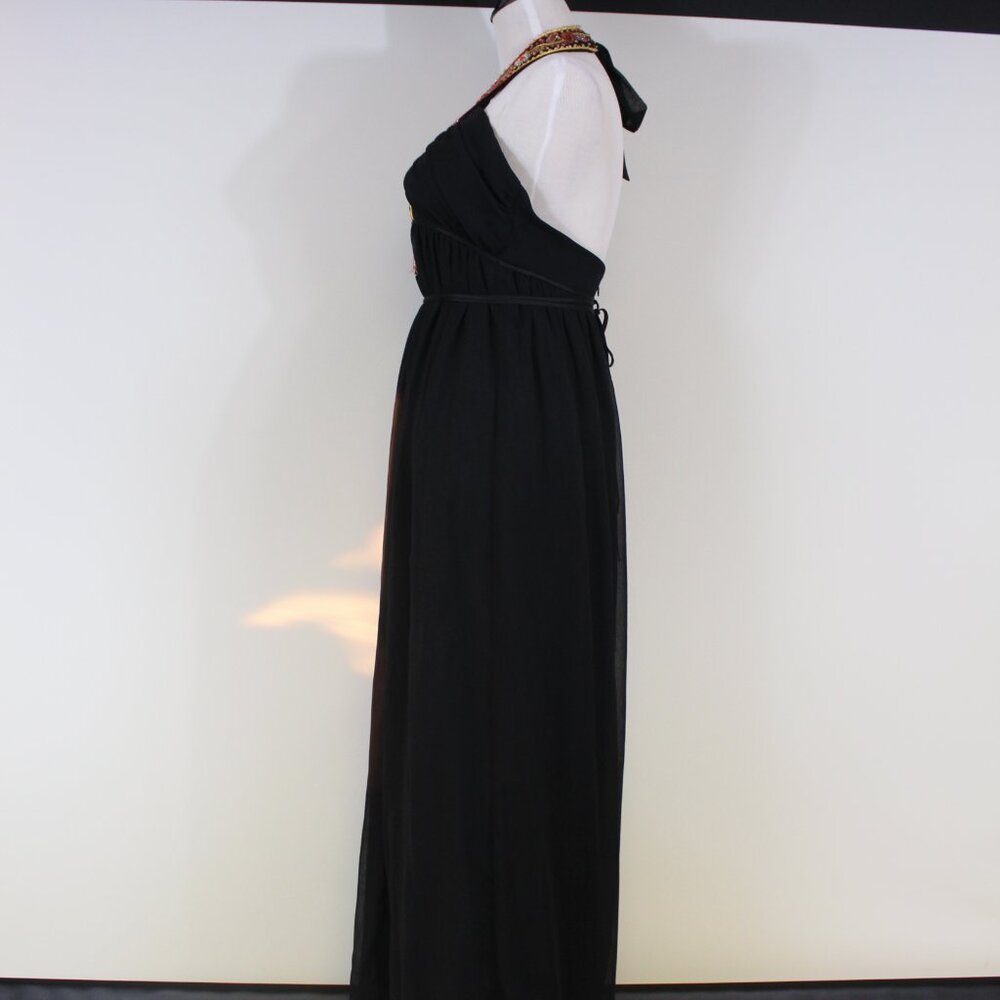 ABS Essentials by Allen Schwartz Beaded Halter Maxi‎ Dress Black Size 8 - Picture 6 of 14